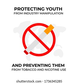 Design For World No Tobacco Day. Save Youth Generation. Protecting Youth From Industry Manipulation And Preventing Them From Tobacco And Nicotine Use 