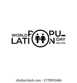 Design for World Population day Greeting-11 july. typography logo, Vector illustration, banner or poster