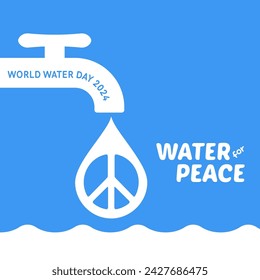 Design for world water day with water for peace theme 2024