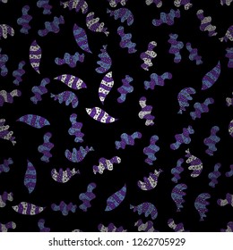 Design wrapping and gift paper, greeting cards, banner and posters design. Varicolopurple, blue and black vector seamless illustration.