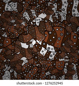 Design wrapping and gift paper, greeting cards, banner and posters design. Doodles pattern. Vector illustration. Seamless pattern Abstract cute background. White, black and brown on colors.