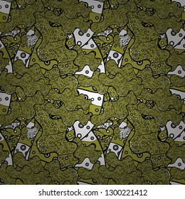 Design wrapping and gift paper, greeting cards, banner and posters design. Abstract cute background. Vector illustration. Doodles pattern. Black, white and yellow on colors.