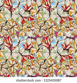 Design wrapping and gift paper, greeting cards, banner and posters design. Vector illustration. Doodles pattern. Beige, white and black on colors. Seamless pattern Abstract cute background.