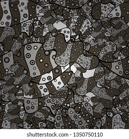 Design wrapping and gift paper, greeting cards, banner and posters design. Brown, neutral and black on colors. Seamless pattern Abstract cute background. Doodles pattern. Vector illustration.