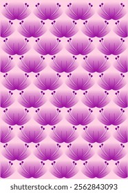 Design for wrapping paper and for background template with purple cherry blossom illustration