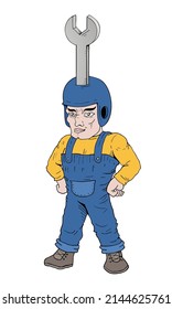 Design of wrench worker man draw