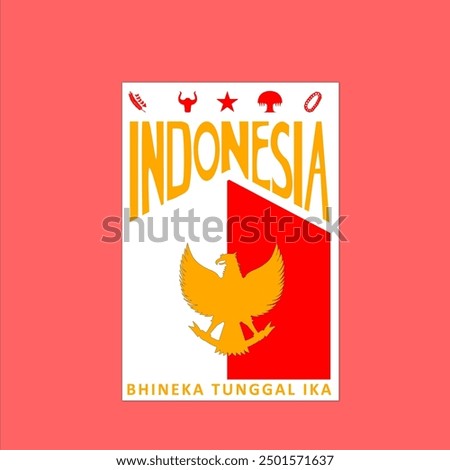 design of writing, post, and clothes for the 79th Anniversary of the Republic of Indonesia with the words "Bhineka Tunggal Ika" which means even though we are from different tribes, we are still one