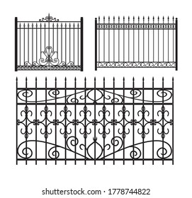 design of wrought iron fences with ornaments vector illustration