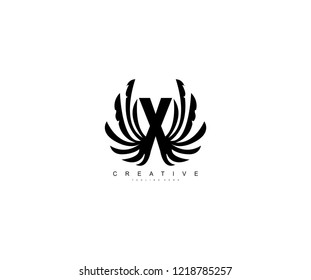 Design X Letter Linked Modern Wings Monogram Logo