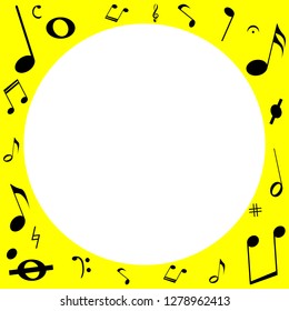 Design of yellow background with music notes