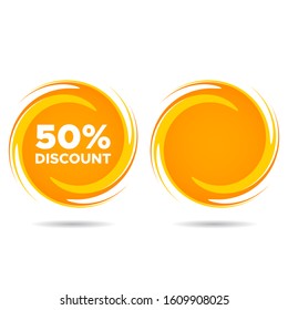 Design of yellow circle with twisted element for sale promotion template. Discount offer label tag vector design.