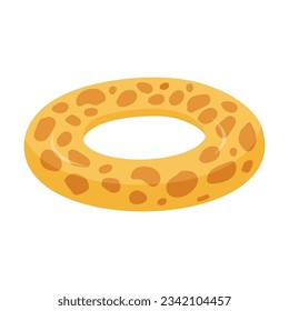 Design of yellow inflatable ring vector illustration. Drawing of giraffe floater isolated on white background. Summer, vacation, holidays concept
