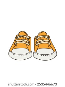 Design von gelben Turnschuhen in einer Cartoon-Vektorgrafik, ideal für Jugendmodeprojekte und Schuhkollektionen