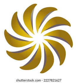 El diseño de la rueda amarilla o de la hélice es adecuado para pegatinas, logotipos y otros