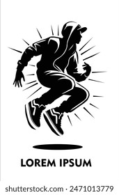 Design of a young man break dancing on a white background.