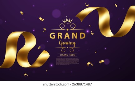 Design your business card with golden ribbon. Beautiful business banner vector illustration.
