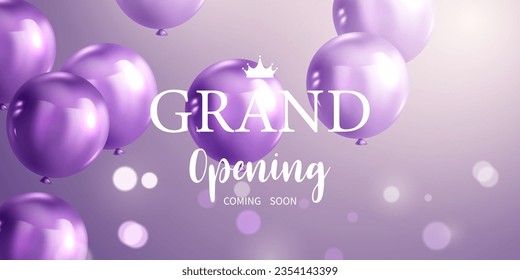 Design your opening card with beautiful 3D balloon vector illustration, business banner template.