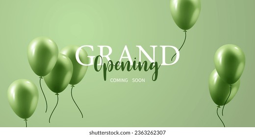 Design your opening card with beautiful 3D balloon vector illustration, business banner template.