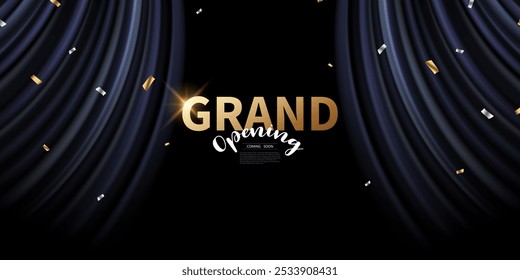 Design your opening card with beautiful business banner vector illustration ribbon.
