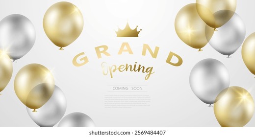 Design your opening card with beautiful business banner vector illustration balloons.