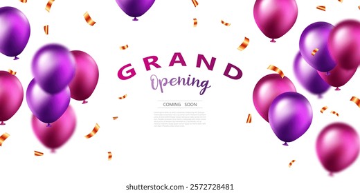 Design your opening card with beautiful business banner vector illustration balloons.