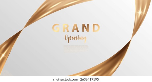 Design your opening card with beautiful and luxurious golden ribbon. Beautiful business banner vector illustration.