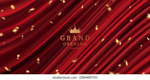 Design your opening card with an elegant ribbon. on red background business banner template vector illustration