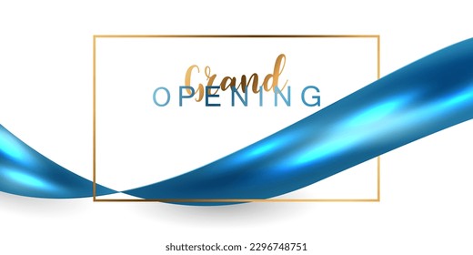 Design your opening card with an elegant blue ribbon. business banner template vector illustration