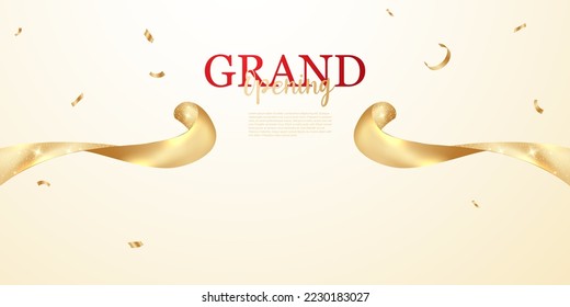 design your opening card with golden ribbon business banner template vector illustration