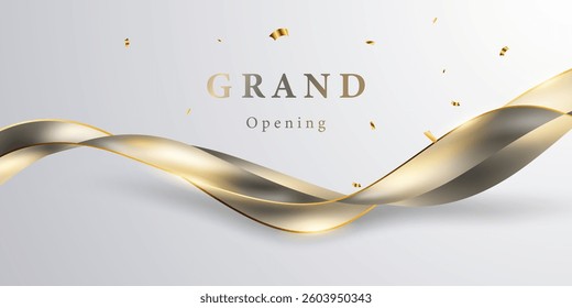 Design your opening card with luxury ribbon. Beautiful business banner vector illustration.