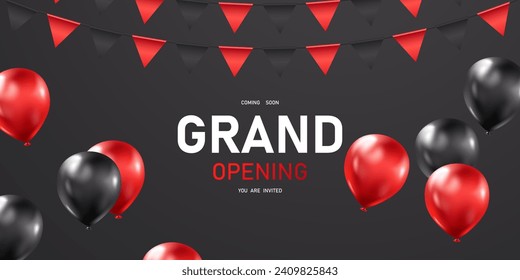 Design your opening card with vector illustrations. beautiful balloon business banner template