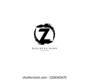 Design Z Letter Rounded Stroke Grunge Monogram Logo