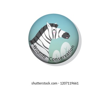The design of the zebra in circles and words in the campaign on the white background.