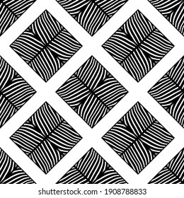 Design with Zebra stripes. Black and white color. Ethnic boho ornament. Seamless background. Tribal motif. Vector illustration for web design or print.