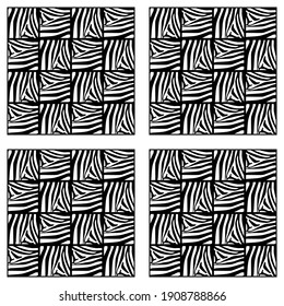 Diseño con rayas de cebra. Color blanco y negro. Ornamento étnico de boho. El fondo es impecable. Motivo tribal. Ilustración vectorial para diseño web o impresión.