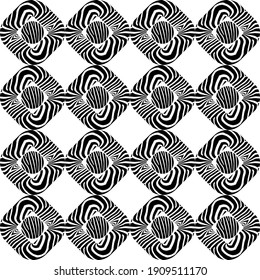 Design with Zebra stripes. Black and white color. Ethnic boho ornament. Seamless background. Tribal motif. Vector illustration for web design or print.