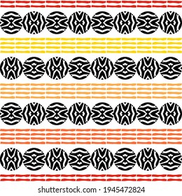 Design with Zebra stripes. Ethnic boho ornament. Seamless background. Tribal motif. Vector illustration for web design or print.