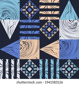 Design with Zebra stripes. Postcard. Black and white color. Ethnic boho ornament. Tribal motif. Vector illustration for web design or print.