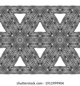 Design with Zebra stripes. Triangles. Black and white color. Ethnic boho ornament. Seamless background. Tribal motif. Vector illustration for web design or print.