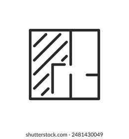 Designated area in floor plan, linear style icon. space planning and interior design. Editable stroke width