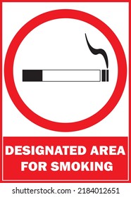 Designated area for smoking sign vector