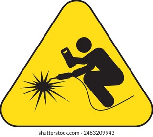 Designated area for welding, Welding in progress industrial warning sign vector do not watch arc vision damage may occur sign notice vector