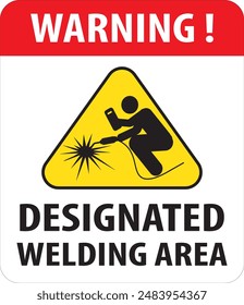 Designated area for welding, Welding in progress industrial warning sign vector do not watch arc vision damage may occur sign notice vector