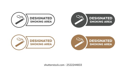 Designated smoking area flat vector signs