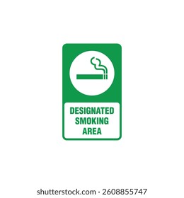 Designated Smoking Area Placard Sign Vector Template