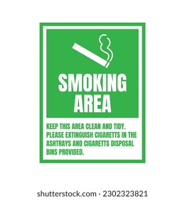 Designated smoking area sign, permitted smoking zone, special vaping zone sign