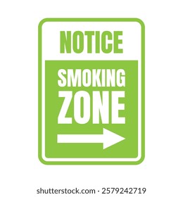 Designated smoking area sign poster, Smoking area here icon, Permitted smoking zone illustration