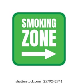 Designated smoking area sign poster, Smoking area here icon, Permitted smoking zone illustration