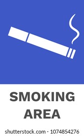 Designated SMOKING AREA vertical sign. Vector.