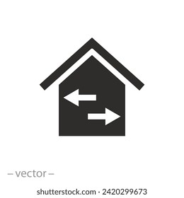 designation for indoor use icon, inside the house, for interior work, flat symbol on white background - vector illustration